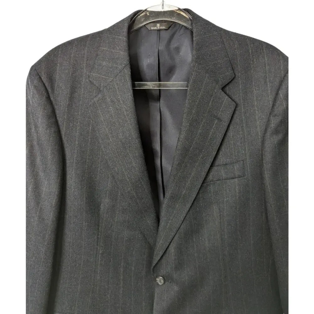 Vintage 80's Polo University Club Ralph Lauren Gray Pinstripe Wool Blazer